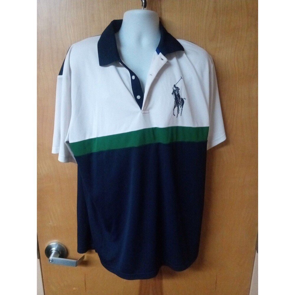 Polo Ralph Lauren Mens Shirt Size XLT Blue White Big Pony Logo Cotton Casual